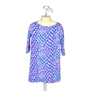 Lilly Pulitzer Girls UPF 50+ Mini Sophie Dress Royal Purple Pop up Toe Size S